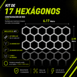 Kit de 17 Hexágonos en tubos led de 44Cm Tamaño armado (6.17 metros de largo x 3.00 Metro de ancho)