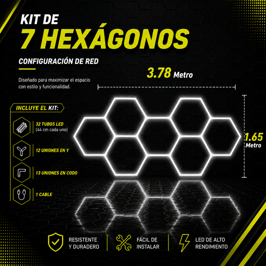 Kit de 7 Hexágonos de 44Cm Tamaño armado (3.78 metros de largo x 1.65 Metro de ancho)