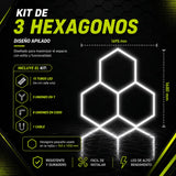 Kit de 3 Hexagonos en tubos led de 44cm forma apilado, tamaño armado (1.69 Metros de ancho x 1.68 Metros de largo)