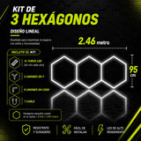 Kit de 3 Hexagonos en tubos led de 44cm tamaño armado (2.46 Metros de largo x 95 Cm de ancho)