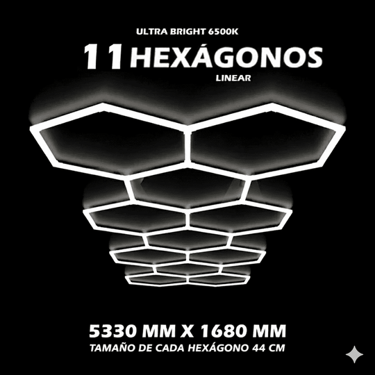 Luces hexagonales - Sistema LED de rejilla larga de 11 luces