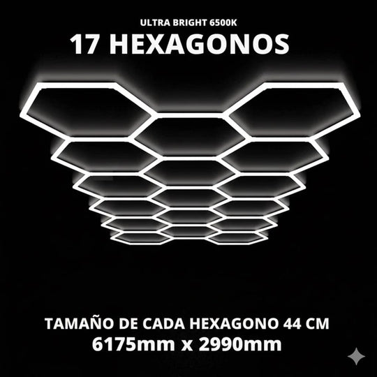 Luces hexagonales: sistema LED grande de 17 rejillas